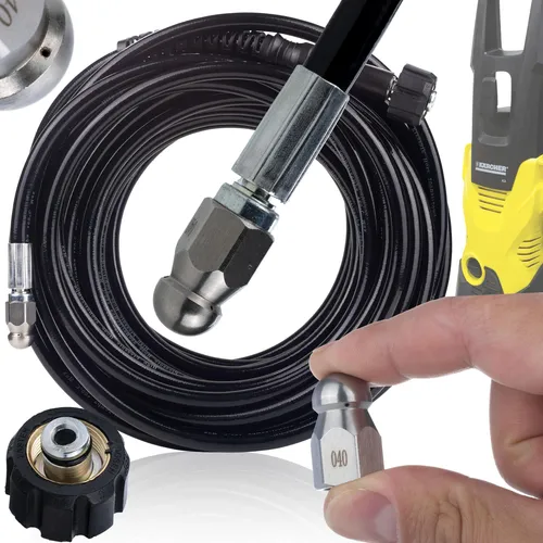 Rosfix Hochdruckreiniger Schlauch – 40m Länge M22 Anschluss | Max. Druck 200 Bar, Temp. 60°C | Kärcher K2-K7 kompatibel, austauschbare Düse