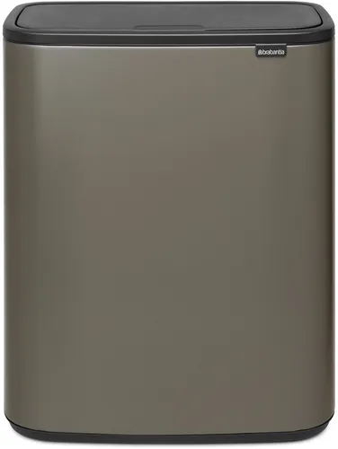 Brabantia BO Touch Bin Abfalleimer 2 x 30 L - Hochwertiger Abfalleimer aus Kunststoff in Platin, mit zwei 30 L Fächern für optimale Mülltrennung. Ideal für die moderne Küche.