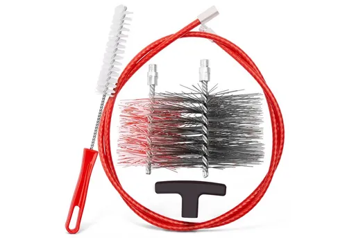 Kaminofen und Pelletofen Reinigungsset - 80 und 150 mm Ofenrohrbürsten, flexibles 1,5 m Stahlseil für einfache Reinigung von Kamin- und Pelletöfen