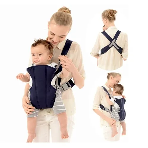 Babytrage Bauchtrage, Xiuyer Baby Carrier,Atmungsaktiv Rückentrage, Kindertrage für 3-10kg Säugling Kleinkind Tragegurt, Navy Blau, Verstellbar, Tragetuch Baby Neugeboren