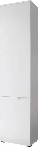 Stella Trading SPICE Büroschrank in Hochglanz Weiß - Moderner Aktenschrank mit Schubladen - Midi- & Hochschrank für Küchen, modernes Design und hohe Funktionalität mit viel Stauraum für Ordner und Utensilien.