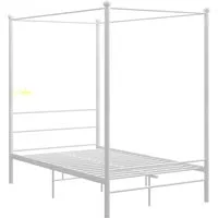 vidaXL Himmelbett 120x200cm - Metallbett für stilvolle Schlafzimmer - Elegantes Metallbett mit robustem Lattenrost, ideal für eine stilvolle Schlafumgebung und zum Aufhängen von Vorhängen oder Moskitonetzen.