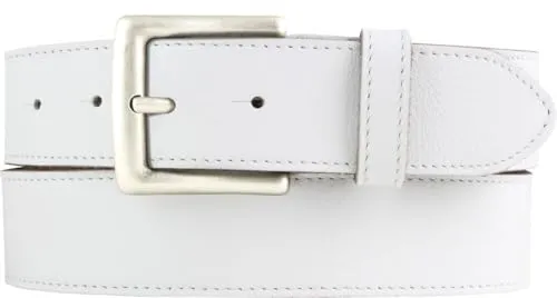 BELTINGER Weicher Herren-Gürtel aus Nappaleder mit Steppnaht 4 cm | Hochwertiger Ledergürtel aus weichem Leder 40mm Herren | Jeans-Gürtel 4cm | Weiß 105cm