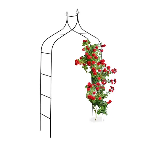 relaxdays Rosenbogen 260 cm hoch schwarz - Stabiler Stahlbogen für Ihren Garten, ideal zum Befestigen von Pflanzen und zur Gestaltung von Eingängen