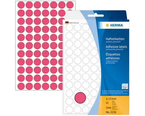 HERMA Etiketten Vielzweck-Etiketten 13mm leuchtrot VE=1848 Stück
