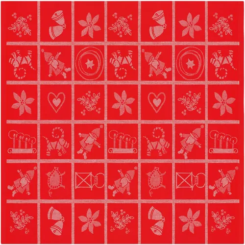 Ekelund Tischdecke Adventruta 80x80 cm - Elegante Weihnachts-Tischdecke aus einem Baumwolle-Leinen-Mix, GOTS-zertifiziert. Ideal für festliche Anlässe mit stilvollem gewebtem Muster in Rot.