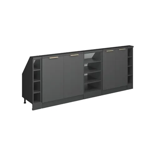 Vicco Dachschrägenschrank-Set, Anthrazit-Gold, 210 cm 5er Set - Das stilvolle Dachschrägenschrank-Set