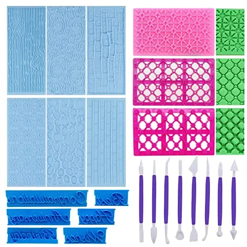 Woohome 23 Stück Kunststoff Fondant Silikonform Set