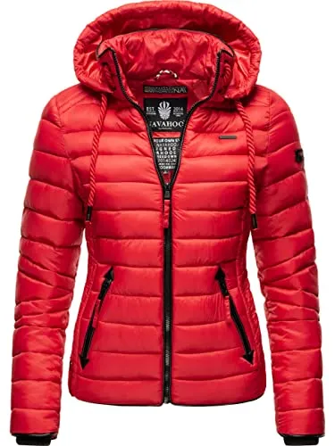 Navahoo Damen leichte Übergangsjacke Steppjacke mit Kapuze Lulana Rot Gr. XS
