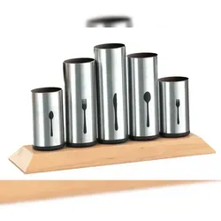 Esmeyer Besteckhalter PIPES silber - Sonstige Küchenhelfer u. -werkzeuge, stilvolle Aufbewahrung für bis zu 60 Besteckteile aus hochwertigem Edelstahl und Holz.