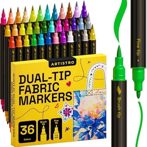 Doppelseitige Textilmarker - Stoffdekorationsset - Permanent für Kleidung ... 36