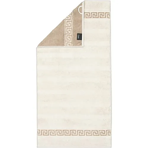 Cawö Home Handtücher Noblesse Duo 1003 Natur - 33 Duschtuch 80x150 cm - Duschtücher mit zeitlosem Mäander-Design, extraweichen Veloursstreifen aus reiner Baumwolle, pflegeleicht und trocknergeeignet, Made in Germany.
