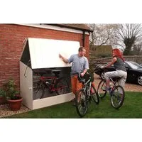 tepro Fahrradbox - Gerätehäuser für bis zu drei Fahrräder, mit patentiertem Federzugsystem für einfaches Handling und Platz für 2 Bügelschlösser.