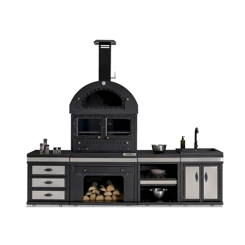 Moderne Außenküche aus Edelstahl in Schwarz - Freistehende Außenküche aus hochwertigem Edelstahl, ideal für Grillabende. Mit 80 cm Kochbereich und 2 Jahren Herstellergarantie.