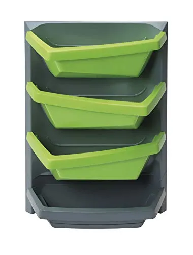 JUWEL Vertical Garden Grundelement Titan/Limette - Ampeln für Balkon & Terrasse: Flexibles Bepflanzungssystem mit 3 Pflanzschalen, ideal für Kräuter und tiefwurzelnde Pflanzen, inklusive wasserdichter Rückwand.