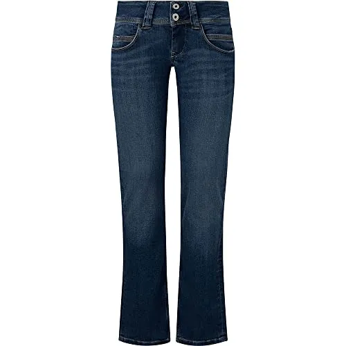 Pepe Jeans Damen PL204175VW3 Jeans Venus Blau (32/32) - Lässige Jeans aus Baumwolle mit gerader Passform und niedriger Leibhöhe. Die blaue Waschung und die Wiser Wash Technik sind umweltfreundlich zertifiziert.