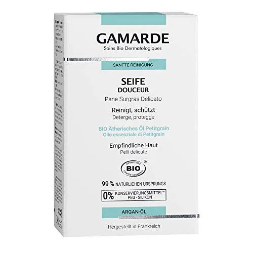 GAMARDE Bio-Kosmetik: Bio-Seife DOUCEUR vegan gegen trockene Haut I Körperseife für normale bis empfindliche Haut I Dusch-Seife Männer & Frauen I Ohne chemische Inhaltsstoffe I Seife am Stück I 100g
