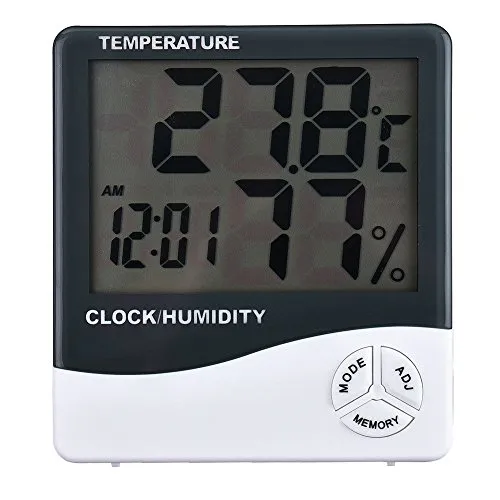 tempo di saldi Thermometer Hygrometer Digitaluhr Datum mit LCD-Anzeige 12/24 Stunden Alarm
