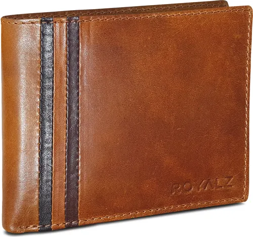 ROYALZ Leder Portemonnaie für Herren Geldbörse Vintage Geldbeutel Portmonee Etui 8 Kartenfächer Vintage
