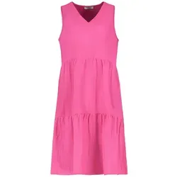 SUBLEVEL Shirtkleid Sommerlich luftig mit gerafftem Saum (7/8-Länge) Sleeveless Summerdress orange L-XL