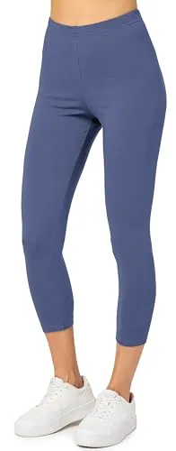 Merry Style Damen Leggings 3/4 aus Baumwolle mit Stretch – Leichte Capri Leggings Damen aus atmungsaktiver, elastischer Baumwolle, ideal für Yoga Sport Freizeit Reisen MS10-199 (Jeans,XS)