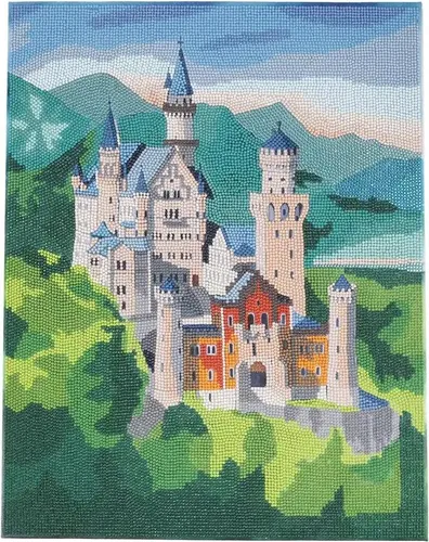 Craft Buddy Crystal Art Leinwandbild Neuschwanstein - Bastelset für funkelnde Kristallbilder, 40x50cm, ideal für kreative Stunden und ab 8 Jahren geeignet. Perfekt für Kunstliebhaber!
