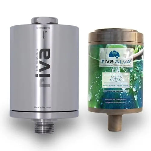 rivaALVA Kalk Edelstahl Duschfilter - effektiver Kalkschutz ohne Chemie - Erlebe den chemiefreien Kalkschutz des rivaALVA Duschfilters. Weniger Kalkablagerungen für eine einfache Reinigung deiner Dusche. Hergestellt aus hochwertigen, biologisch abbaubaren Materialien in Deutschland.