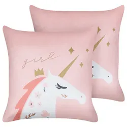 Beliani Dekokissen Pink 45x45 cm in gold von Beliani