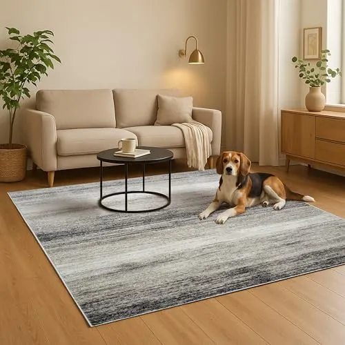 oKu-Tex Teppich Wohnzimmerteppich [160x230 cm] weicher Kurzflor beige Melange - Beiger Teppich für das Wohnzimmer - Carpet Living Room - Modernes meliertes Design - Deutsche Marke