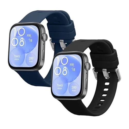 kwmobile 2X Sportarmband kompatibel mit Huawei Watch Fit 3 / Fit 4 Armband - Fitnesstracker Band Set aus TPU Silikon