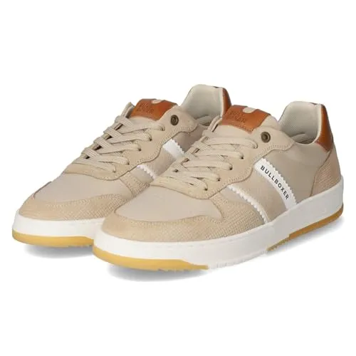 Bullboxer Low Sneaker Beige 45 EU - Sneaker in Beige, Größe 45, aus hochwertigem Glattleder, ideal für lässige Outfits und hohen Tragekomfort.