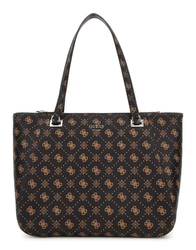 GUESS Calebra Tote Bag Shopper Tasche Espresso Logo - Stylische Damen Shopper Tasche mit praktischem Reißverschluss. Ideal für Freizeit und als Laptop-Tasche geeignet. Hochwertiges Polyurethan-Material in modernem Espresso Logo Design.