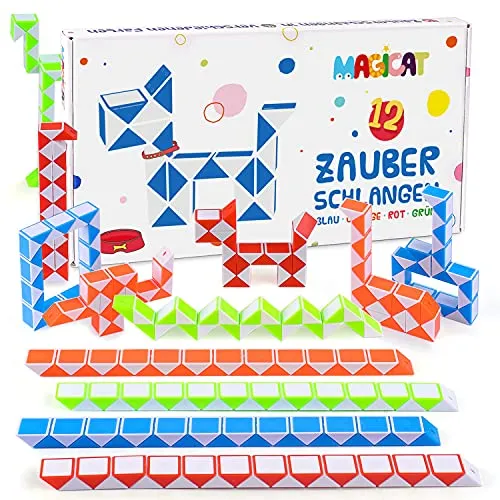 Magicat Premium Magic Snake Set I 12 Schlangen je 24-Blöcke – Perfekt für selbstgemachte Adventskalender 2025 & Nikolausstrumpf, Mitgebsel Kindergeburtstag, kleine Weihnachtsgeschenke