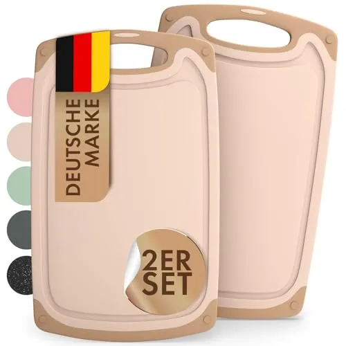 Blumtal Frühstücksbrettchen Kunststoff 25x15 cm im 2er Set - Brettchen spülmaschinenfest - Frühstücksbretter Kunststoff BPA-frei - Schneidebrett spülmaschinenfest - robuste Schneidebretter Beige
