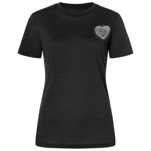 Super.Natural W Little Heartwood Tee jet black/feather grey (Y87) XL - Stylisches Merino T-Shirt für Damen, ideal für Freizeit und Sport. Hergestellt aus ADVANCED WOOL 140 für hohen Tragekomfort und Atmungsaktivität. Langlebig und pflegeleicht, perfekt für jeden Anlass.