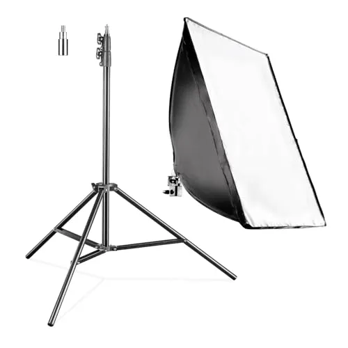 Walimex Pro Softbox 40 x 60 cm mit 35 W LED Set inkl. FT-8051 Lampenstativ bis 260 cm Höhe, Studioleuchte 5000 K Tageslicht plus Lichtstativ mit Federdämpfung