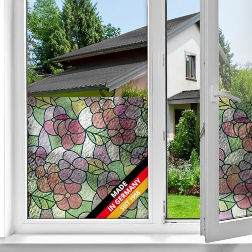 d-c-fix Fensterfolie Static Lisboa Summer - 45 cm x 1,5 m – statische Sichtschutzfolie mit modernem Muster für Glasflächen – selbsthaftend, blickdicht, dekorativ