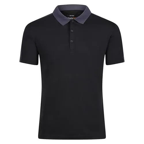 Regatta Professionelles Contrast Coolweave Wicking Poloshirt, Schwarz/Sealgr, M