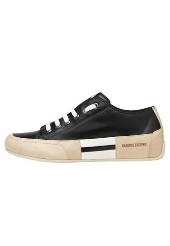 Candice Cooper Rock Patch S-Sneakers aus Leder, Vintage-Optik, schwarz 36 - Stylische Sneaker aus hochwertigem Leder mit Schnürsenkeln und robuster Gummisohle. Ideal für den Alltag, bieten sie Komfort und einen trendigen Look.