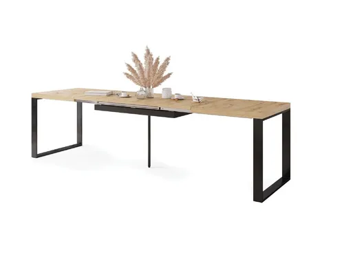 Mazzoni Design Esstisch Avella - Ausziehbarer Tisch 160 bis 310 cm - Esszimmertisch in Eiche Artisan mit schwarz matt, ideal für flexible Essbereiche. Modernes, zeitloses Design, das sich perfekt in verschiedene Einrichtungsstile integriert.