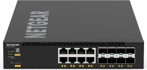 Netgear M4350 Series M4350-8X8F Switch - L3 Managed Switch mit 8 Ports für 10GBase-T und 8 SFP+ Anschlüssen, ideal für leistungsstarke Netzwerkinfrastrukturen, platzsparend und rackmontierbar.