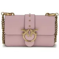 Pinko Love One Mini Umhängetasche - Damen | Rosa 105856-A0F1-P26Q - Elegante Pinko Love One Mini Umhängetasche aus feinem Kalbsleder in rosa chiaro mit antikem Gold-Detail. Ideal für stilvolle Auftritte und praktische Nutzung.