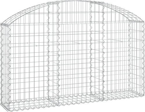 vidaXL Gabione mit Hochbogen - Dekorativer Steinkorb für Garten - Dekorative Zäune: Hochbogen Gabionenkorb aus verzinktem Eisen, ideal als schalldämmende Gartenbarriere mit stabiler Konstruktion und verstärkten Gabionenhaken für Langlebigkeit.
