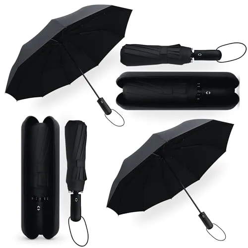 drytogo 2X Regenschirm sturmfest mit Reiseetui I Taschenschirm gross Ø105cm I Regenschirm automatik auf und zu I Taschenschirm windfest für 2 Personen I Für Damen und Herren I