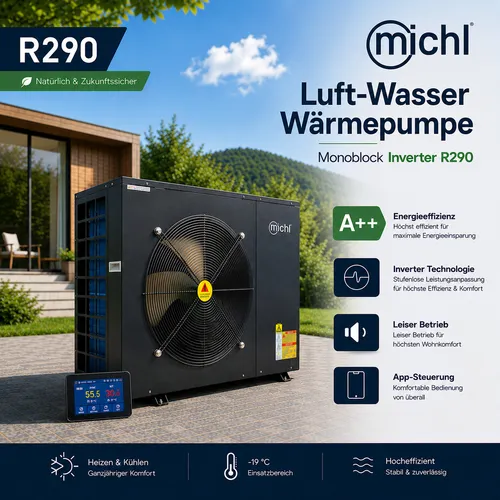 Michl Luft-Wasser Wärmepumpe Monoblock Inverter TWRE-K05/V3b R290 4,5-13,1kW