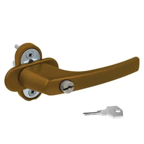 Alu Fenstergriff in Gold F4 abschließbar - Stiftlänge 45mm