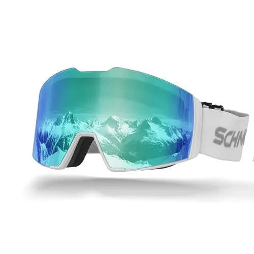 SCHNORR Skibrille Edge Eis Blau S3 | Full REVO, Anti-Fog, UV400, 45 mm Band Skibrille Männer, Ski Brille Frauen, Snowboardbrille, schlechtes Wetter, Schibrille, Skiing Goggles