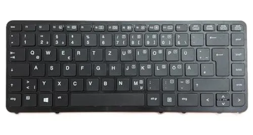 T-ProTek DEUTSCHE-Tastatur Schwarz mit Schwarz Rahmen,Trackpoint für HP EliteBook 840 G1