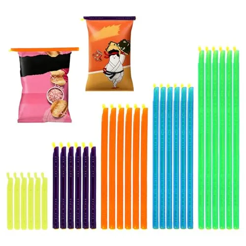 Verschlussklammern für Beutel, 30 Stück Tütenclips Verschlussclips 9/12.5/18.5/22.5/28.5cm Bag Sealer Sticks Küche Dichtungsclip Beutelclips, Feuchtigkeitsbeständig und Wiederverwendbar