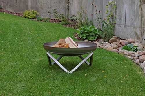 Svenskav Feuerschale Z 79cm für Garten & Terrasse (Edelstahl, Super XXL) - Design Feuerschalen rund für Outdoor Feuerstelle - Feuerfeste Schale groß geeignet für Grillrost, Grillen, BBQ, Lagerfeuer